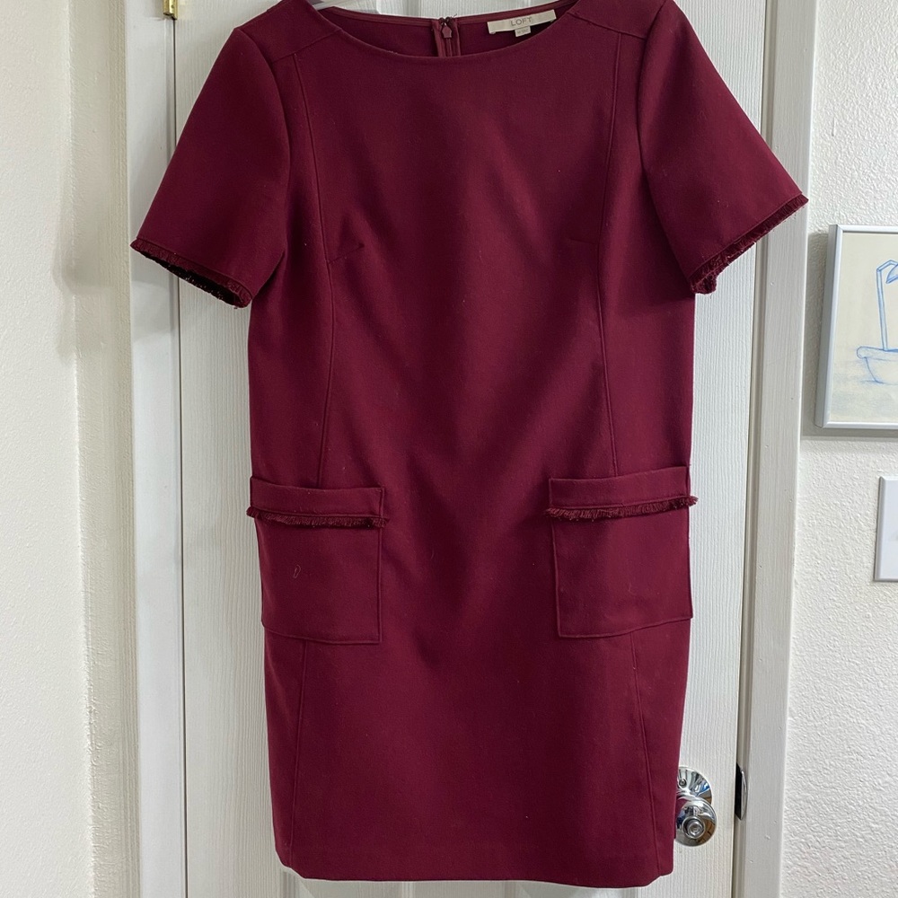 Maroon Retro Style Loft Short Sleeve Dress